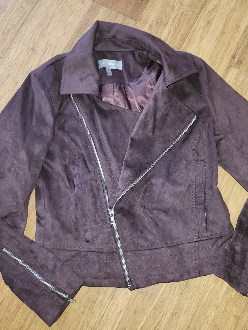bagatelle Women's Burgundy Faux Suede Bomber Jacket